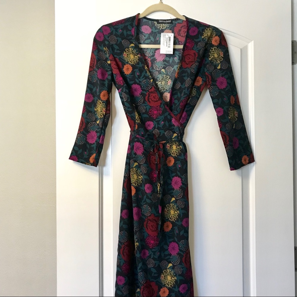 American apparel floral wrap dress